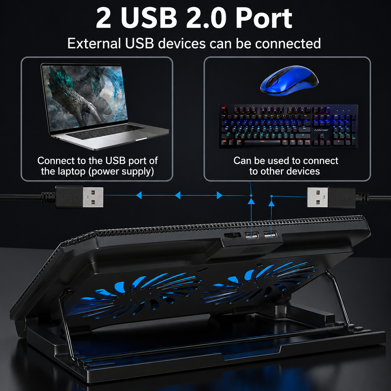 Fugen FRC-F05 Laptop Cooling Pad | USB Powered Cooling Stand | Notebook Cooler