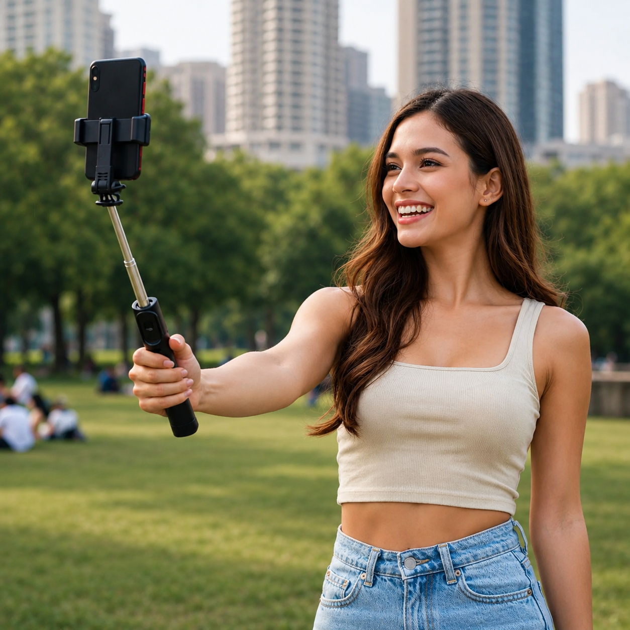 Q07 Selfie Stick Tripod | Bluetooth Selfie Stick with Remote | Adjustable Mobile Tripod Stand
