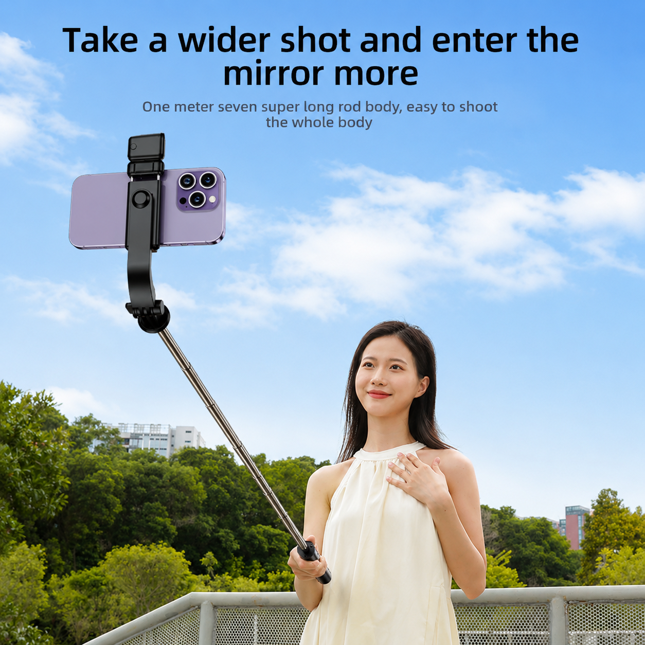 R1S-L Selfie Stick Tripod | Bluetooth Selfie Stick with Remote | Adjustable Mobile Tripod Stand