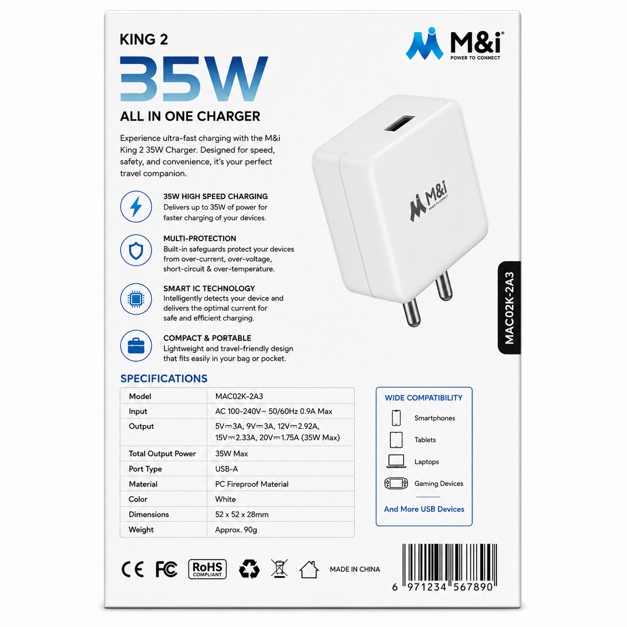 M&I | Mobile Charger | M&ICH-243 | Fast Charging Adapter