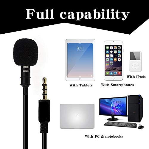 3.5mm Clip-On Lavalier Microphone | Omnidirectional Condenser Mic | Android Compatible | Black