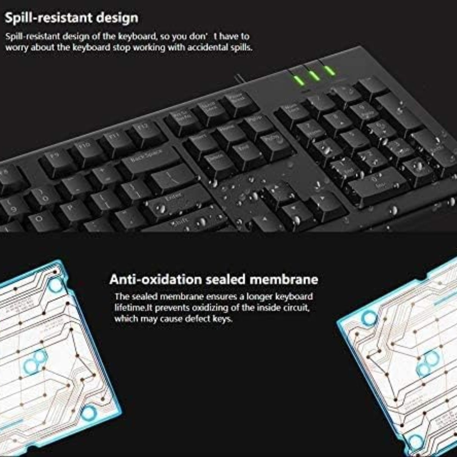 Rapoo NK1900 Wired USB Keyboard | Full Size Keyboard for PC & Laptop | Spill Resistant Keyboard