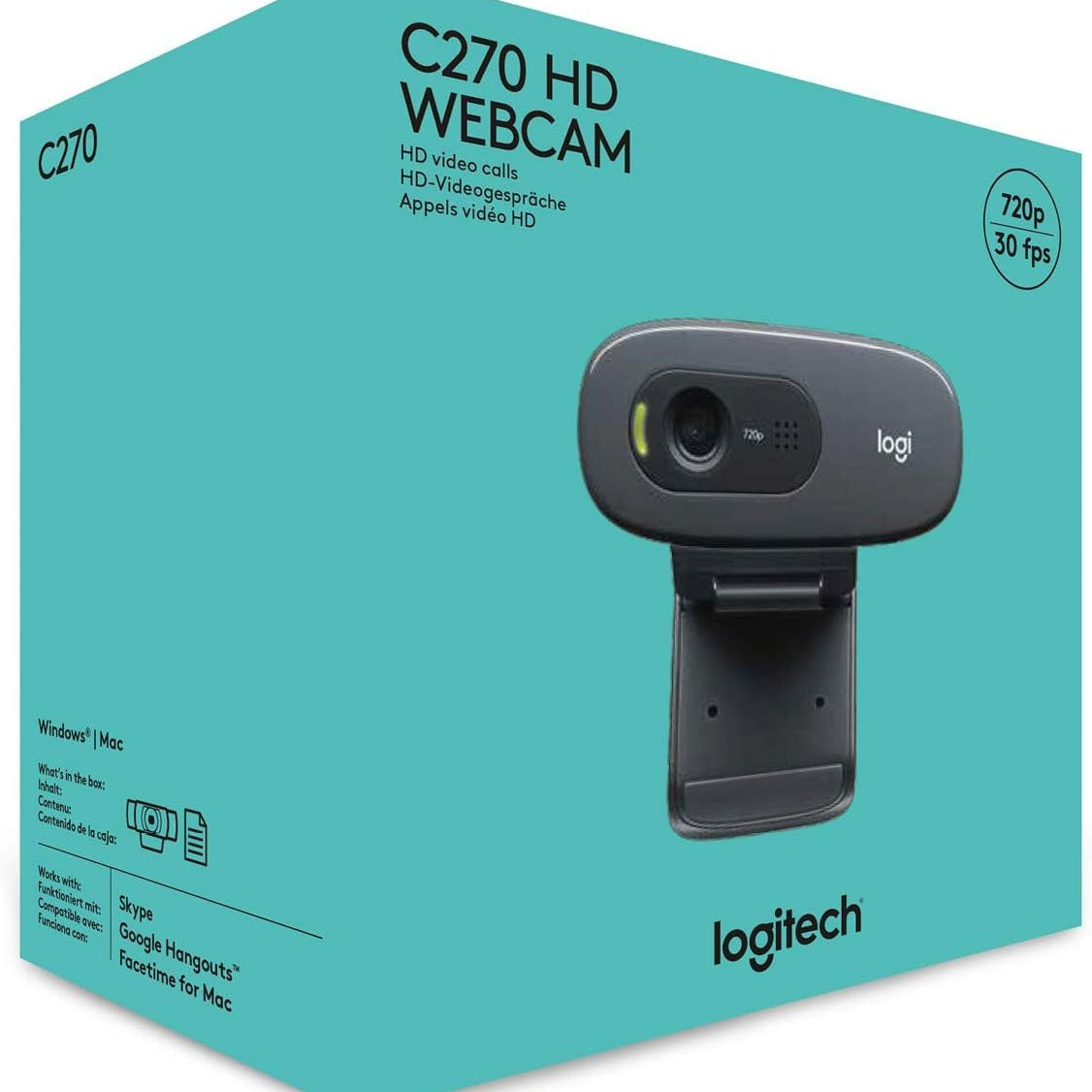 Logitech C270 HD Webcam | USB Web Camera with Built-in Microphone | Video Calling Camera for PC & Laptop