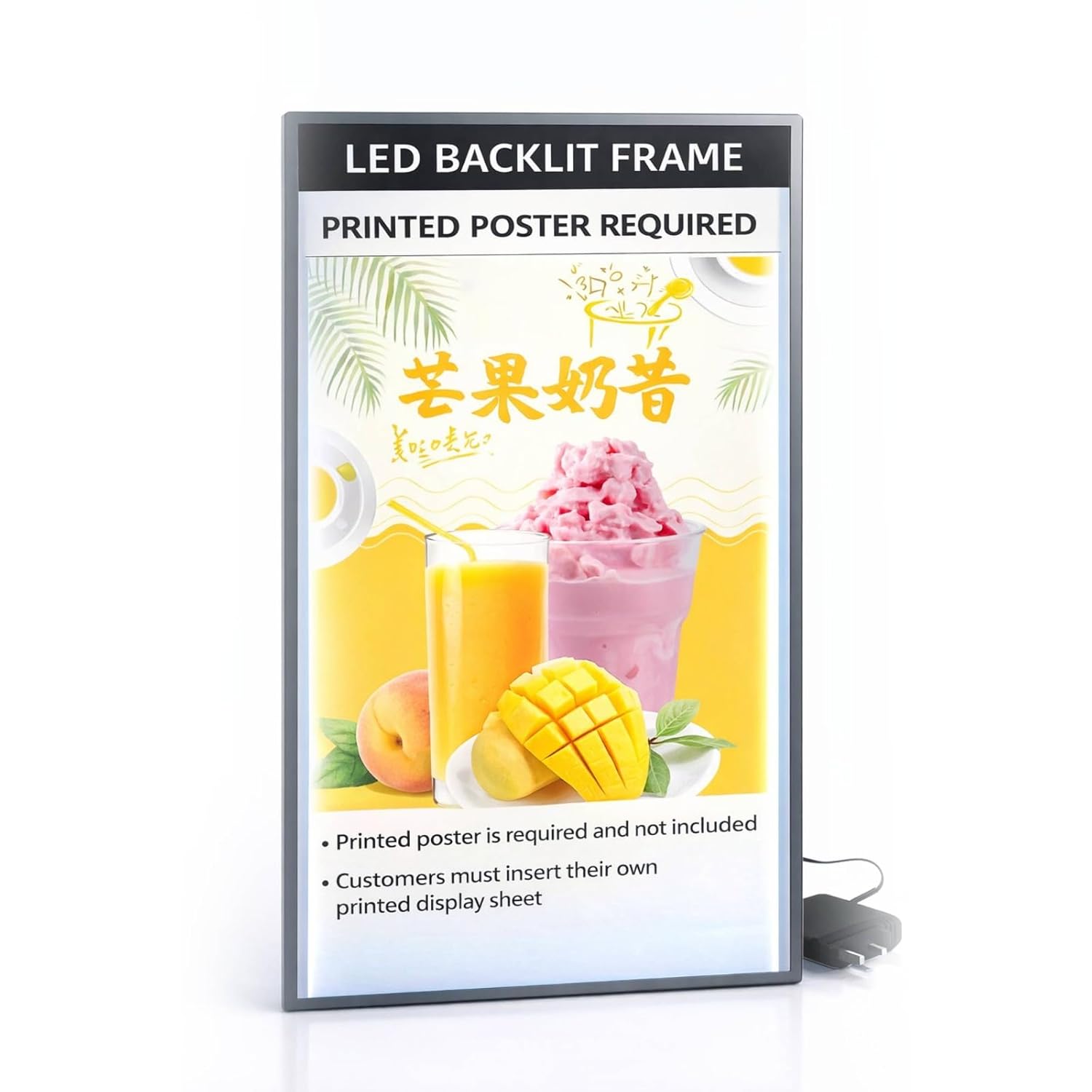 QAILUX | LED Advertising Light Box | LEDAddF-SilA4-SH003 | A4 | Glass Desktop Display | Silver