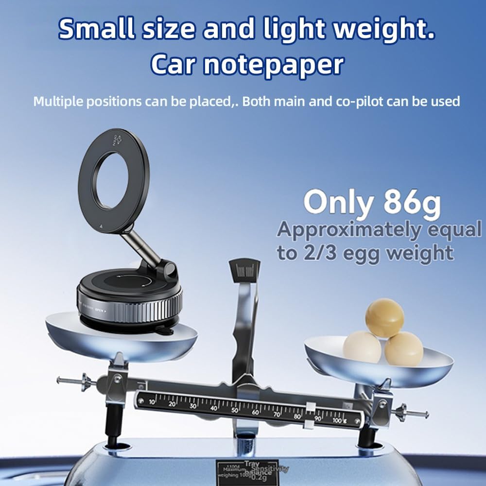 HDS-C18 Vacuum Magnetic Phone Holder | 360° Rotating Car Dashboard Mount | Foldable Mobile Stand | Black