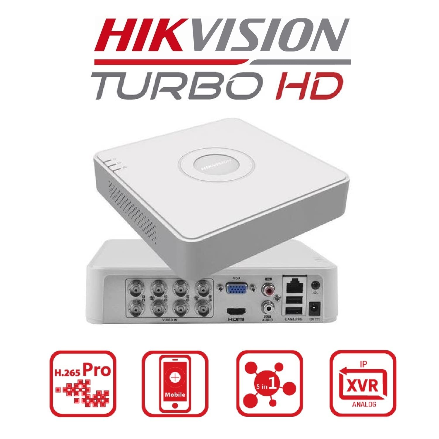 HIKVISION | DS-7108HGHI-K1 8 Channel DVR | 1080P Lite H.265 Pro+ | Supports 4TB HDD | HDMI | White