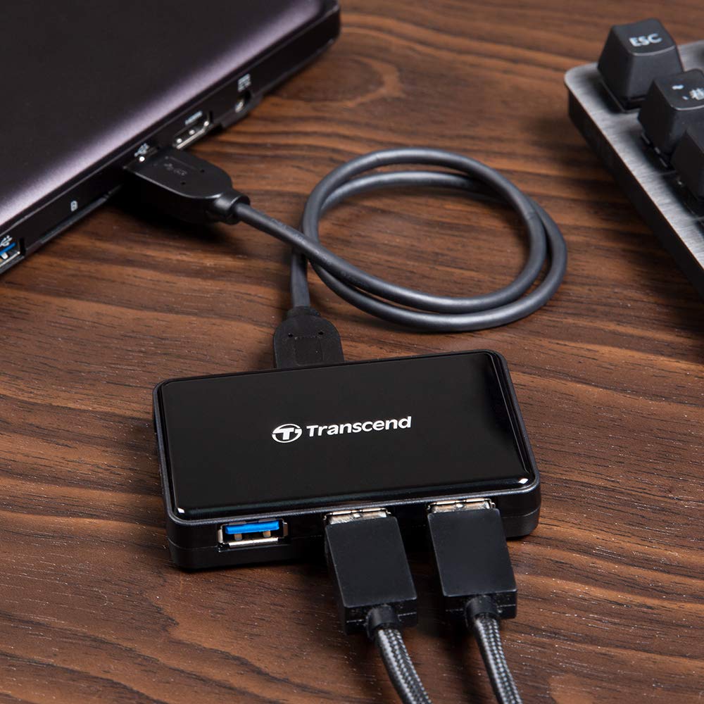 Transcend 4 Port USB Hub | USB Expansion Hub | Multi USB Port Adapter for Laptop & PC