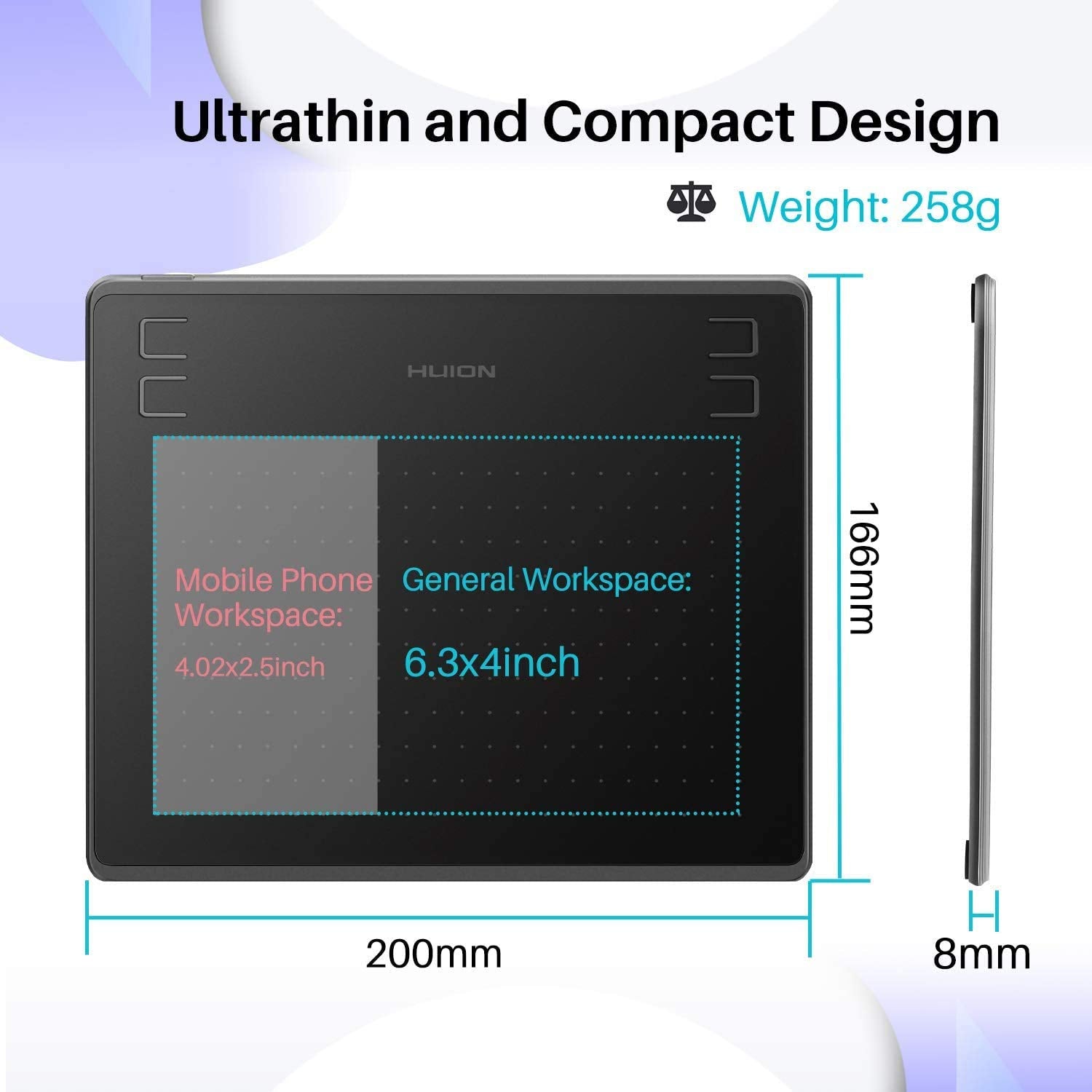 Huion HS64 Pen Tablet | Digital Drawing Tablet | Battery-Free Stylus Graphic Tablet