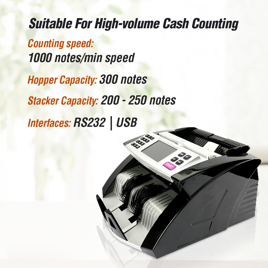 TVS Electronics | CC-453 Star+ Mixed Value Cash Counting Machine | Fake Note Detection | TFT Display | External Display | Black