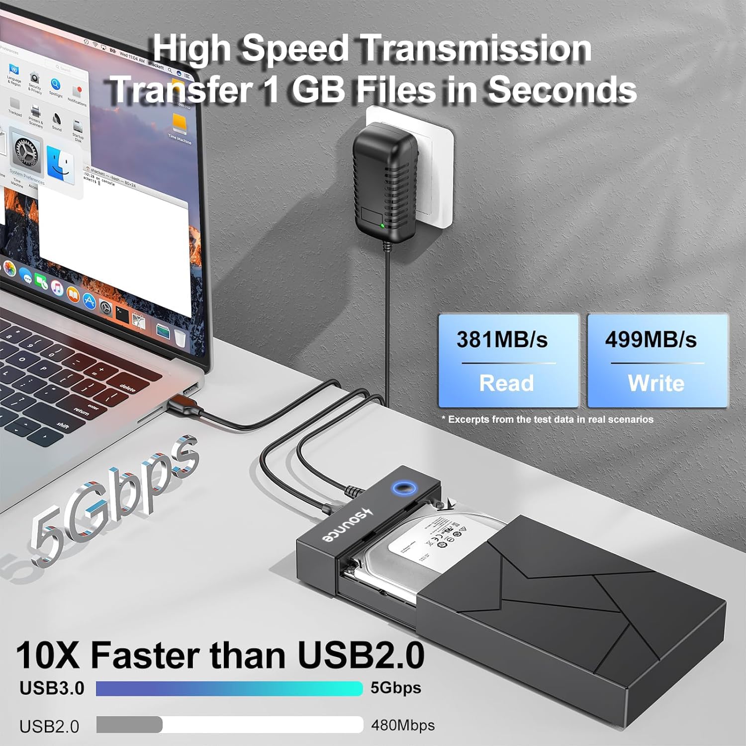 Sounce | USB 3.0 HDD/SSD Enclosure Dock | SNC-3.5HDD-CSE | 2.5" & 3.5" SATA | Up to 16TB | UASP | 12V/2A Adapter