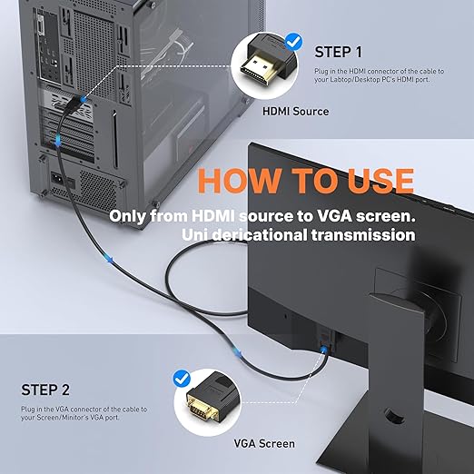 TCHV1 | HDMI to VGA Cable | NA | 1.5m Universal Compatibility