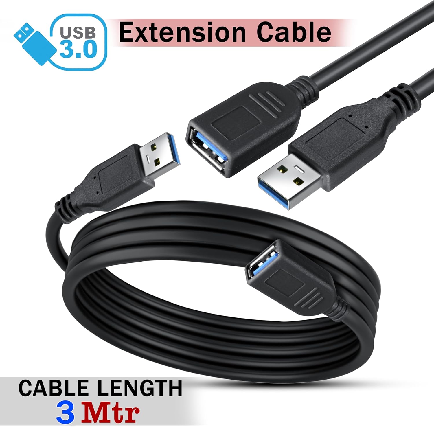Smacc USB Extension Cable 1.5M | USB Male to Female Extension Cable | USB AM to AF Extender