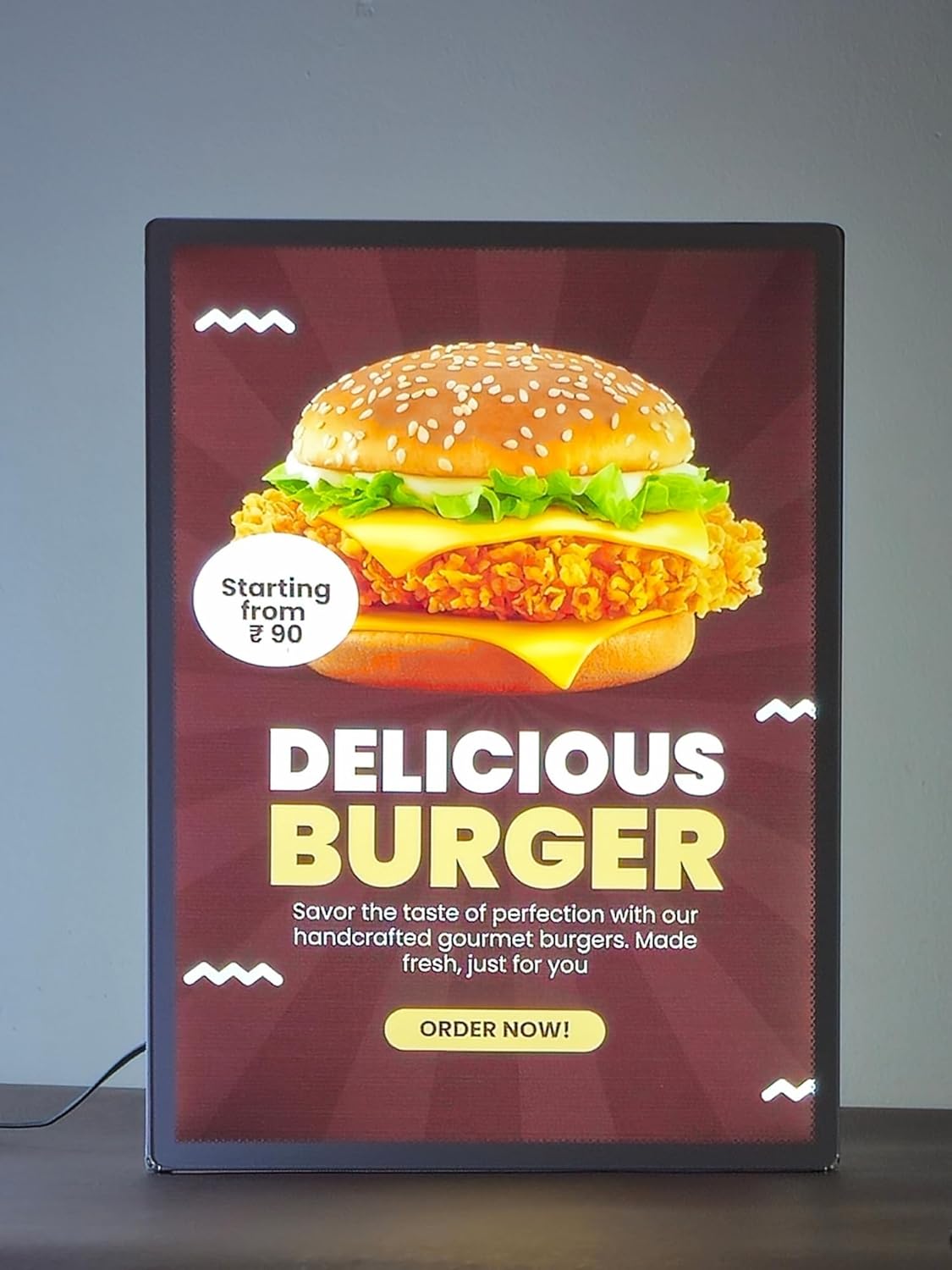 Frugo | Slim LED Backlit Menu Display Board | FLBM1 | A4 | Wall & Table Mount | Silver