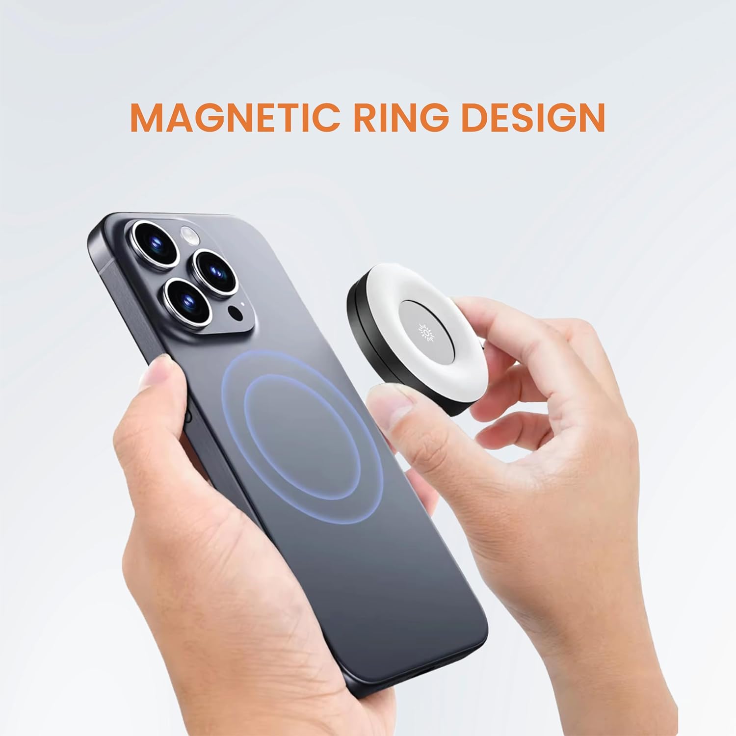 Just Corseca Sunlit Magnetic LED Selfie Light | Rechargeable Mini Ring Light | Adjustable Brightness | Black