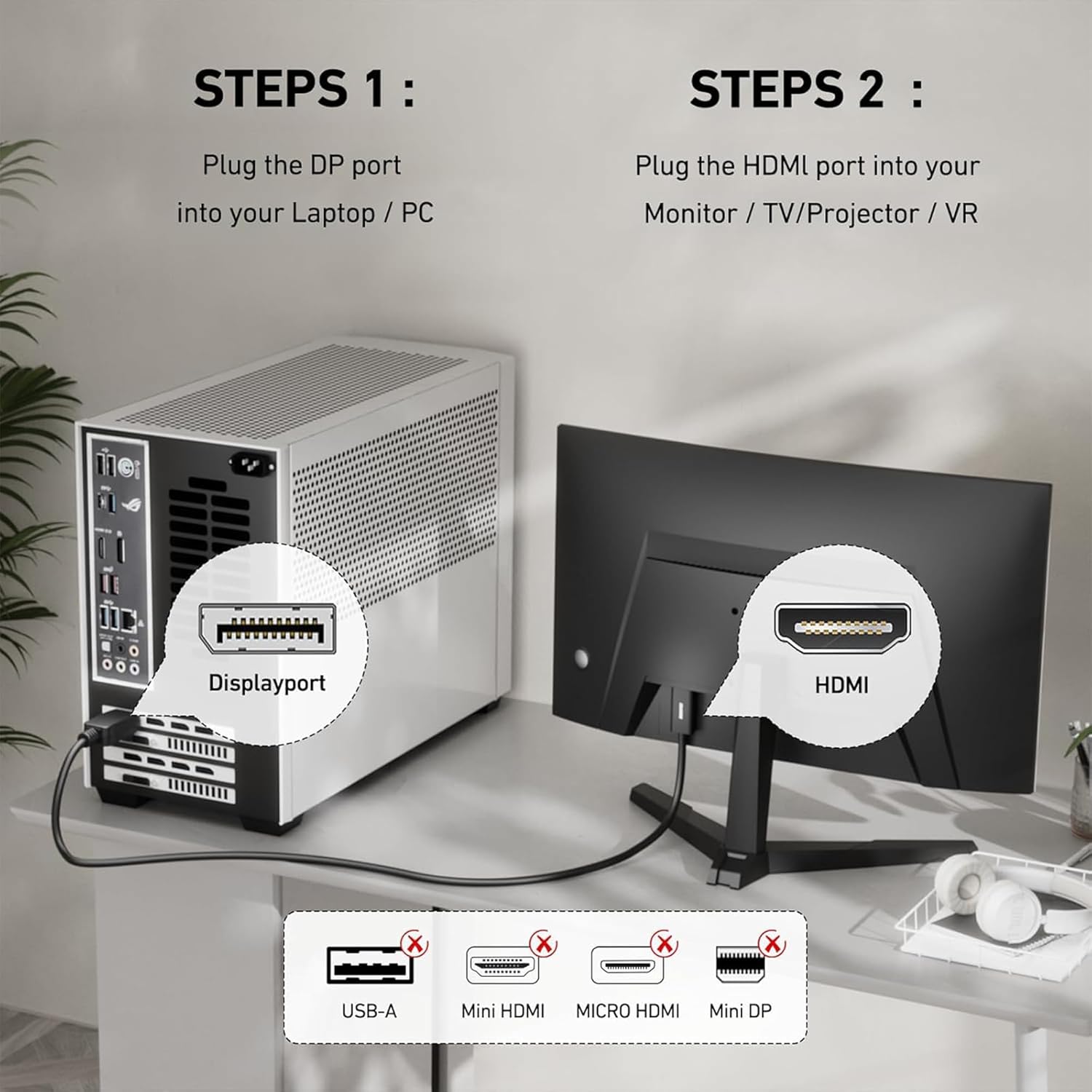 TCDH1 | DisplayPort to HDMI Cable | NA | 1.8m Universal Compatibility