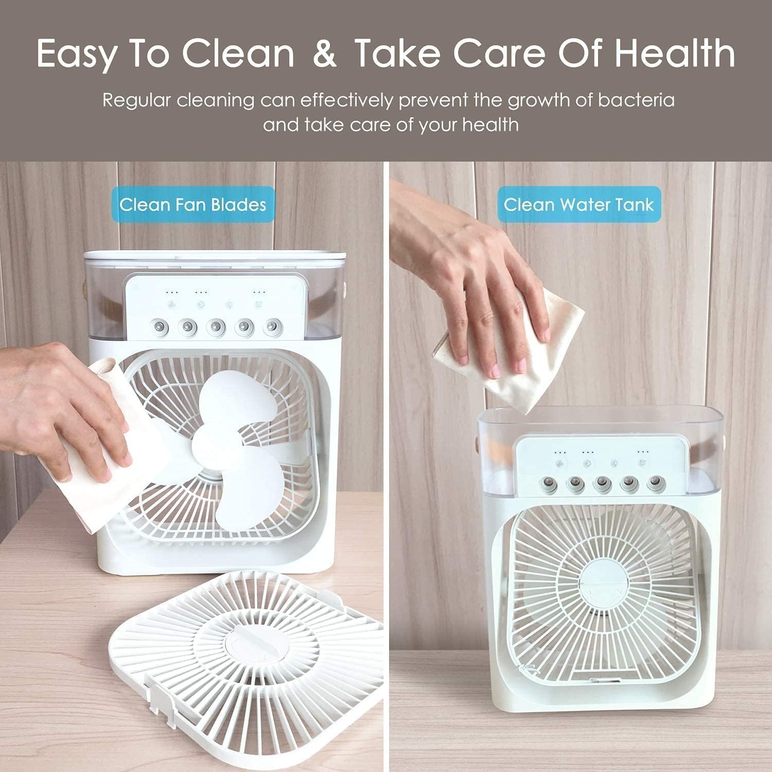 Portable Air Cooler Fan with Water Tank | USB Mini Evaporative Cooler | 3 Speed | LED Light | Style 7