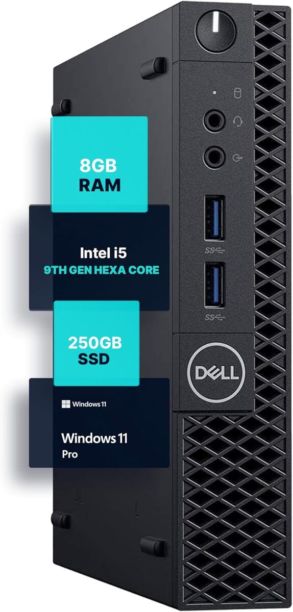 Refurbished Dell Optiplex 3070 MFF 9th Gen Desktop | 8GB/16GB RAM | 256GB/512GB SSD | W11