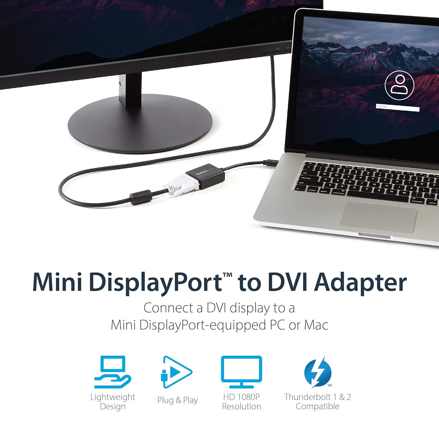 Mini DisplayPort to DVI Converter | Mini DP to DVI Adapter | Display Video Converter for PC & Laptop