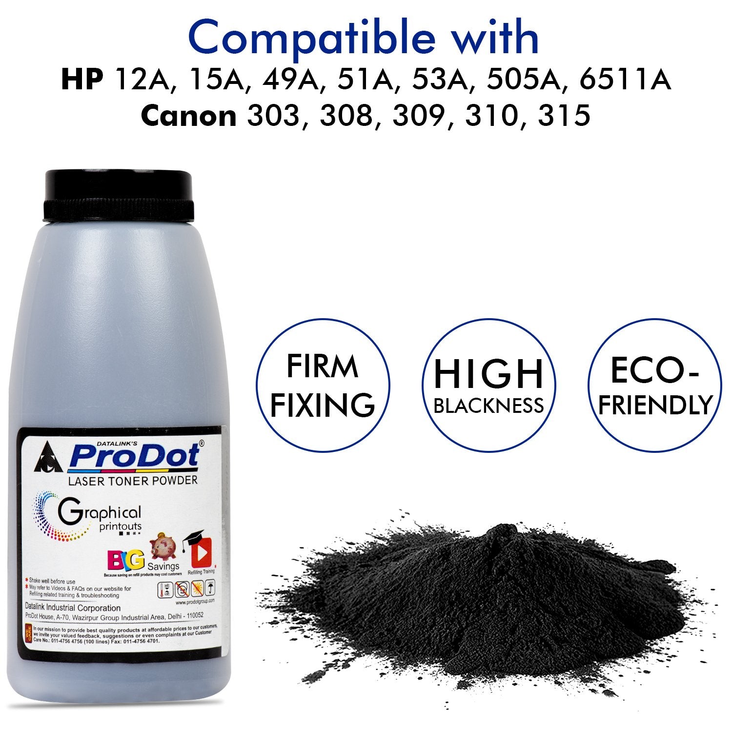 Prodot ZEB-1215 Printer Toner Powder | Laser Printer Refill Powder | Black Toner Refill