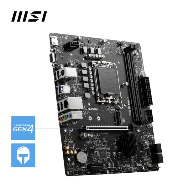 MSI PRO H610M-E mATX Motherboard – Intel LGA1700, Supports 12th, 13th & 14th Gen CPUs, DDR5/DDR4