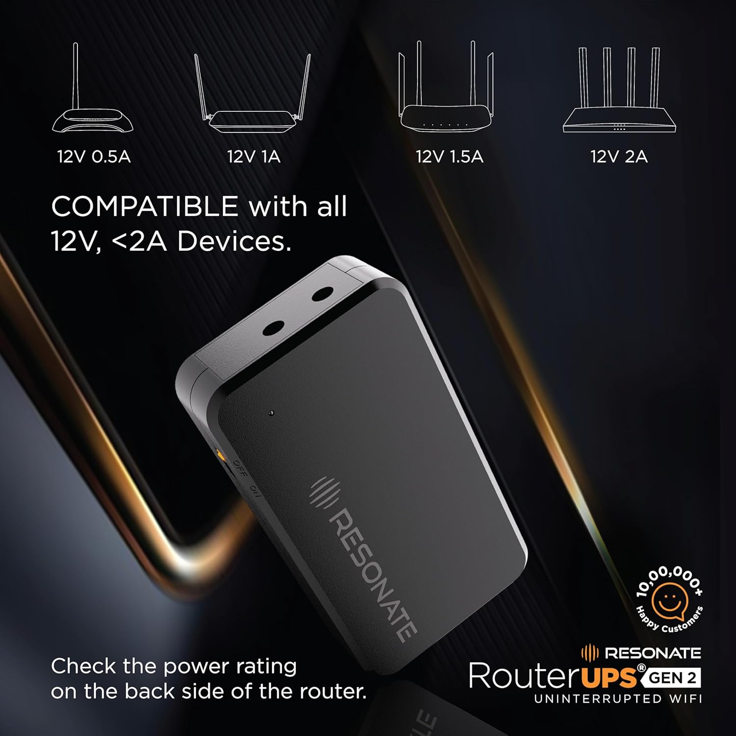 Resonate RSNT-RUPS-CRU12V2AM Router UPS | 12V Mini UPS for WiFi Router | Power Backup System