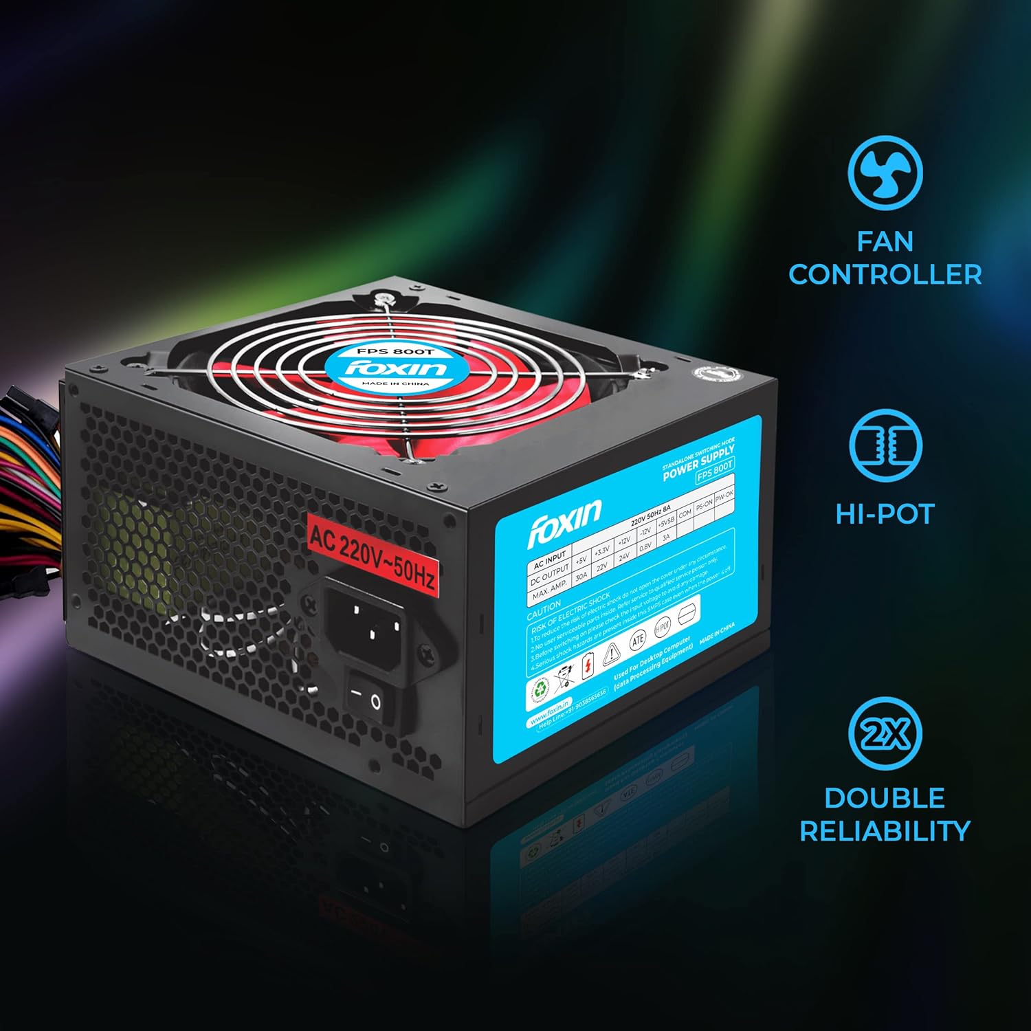 Foxin FDS 800T Desktop Power Supply | SMPS for PC | Internal Computer PSU