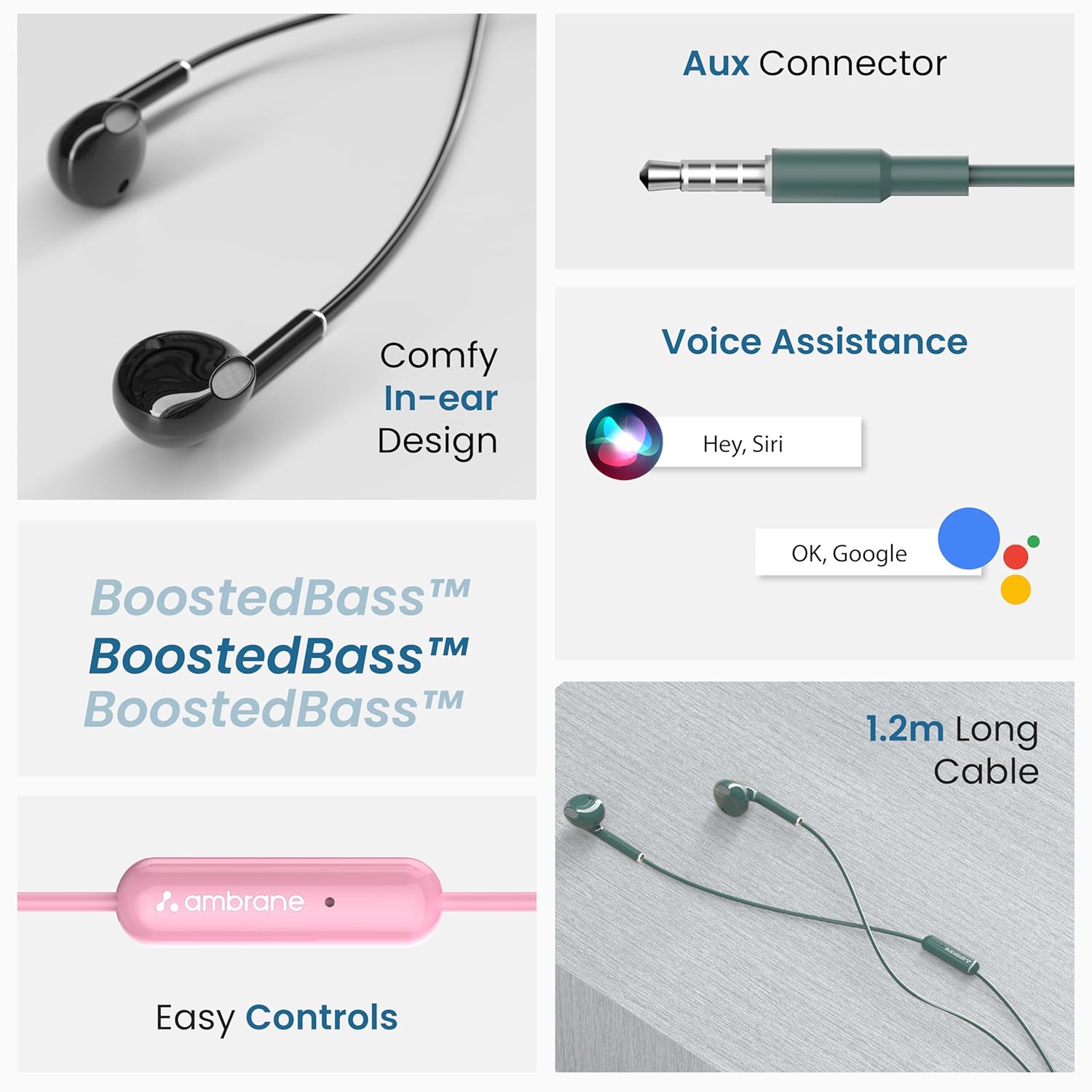 Turbow Beat 121 Type-C Wired Earphones | USB Type-C In-Ear Headset with Mic | Stereo Earphones