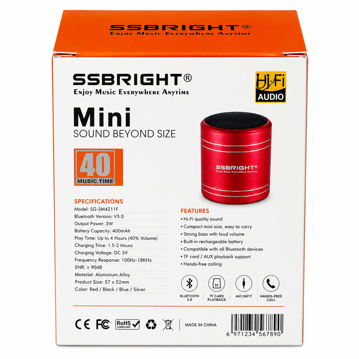 SSBRIGHT | Bluetooth Speaker | SG-SM4211F | Wireless Portable Speaker