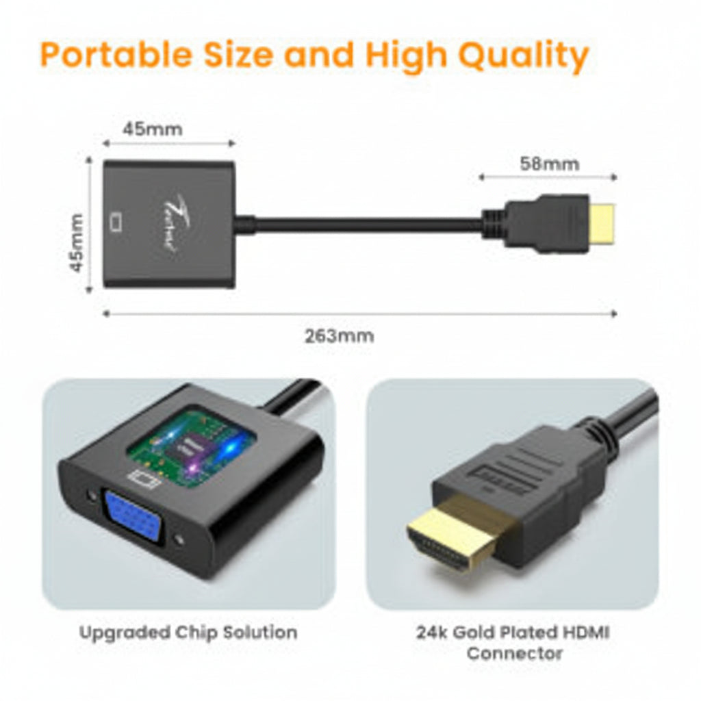 Generic | HDMI to VGA Converter | CONV3 | Universal Compatible