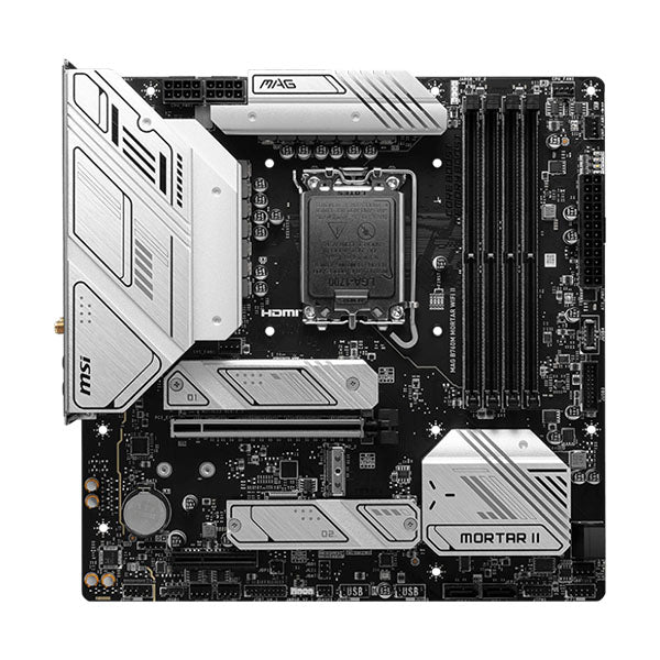 MSI MAG B760M Mortar WiFi II Motherboard – Intel LGA1700, Supports 12th, 13th & 14th Gen CPUs, DDR5