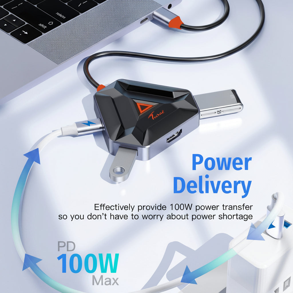 HUBTC4 | Type-C 6-in-1 Hub | NA | Hexagon Shape