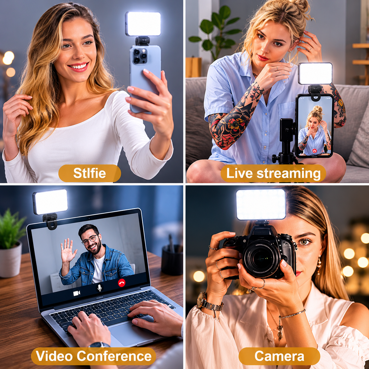 Portable Rechargeable Clip-On LED Cube Light | Selfie Light for Phone, Laptop & Tablet