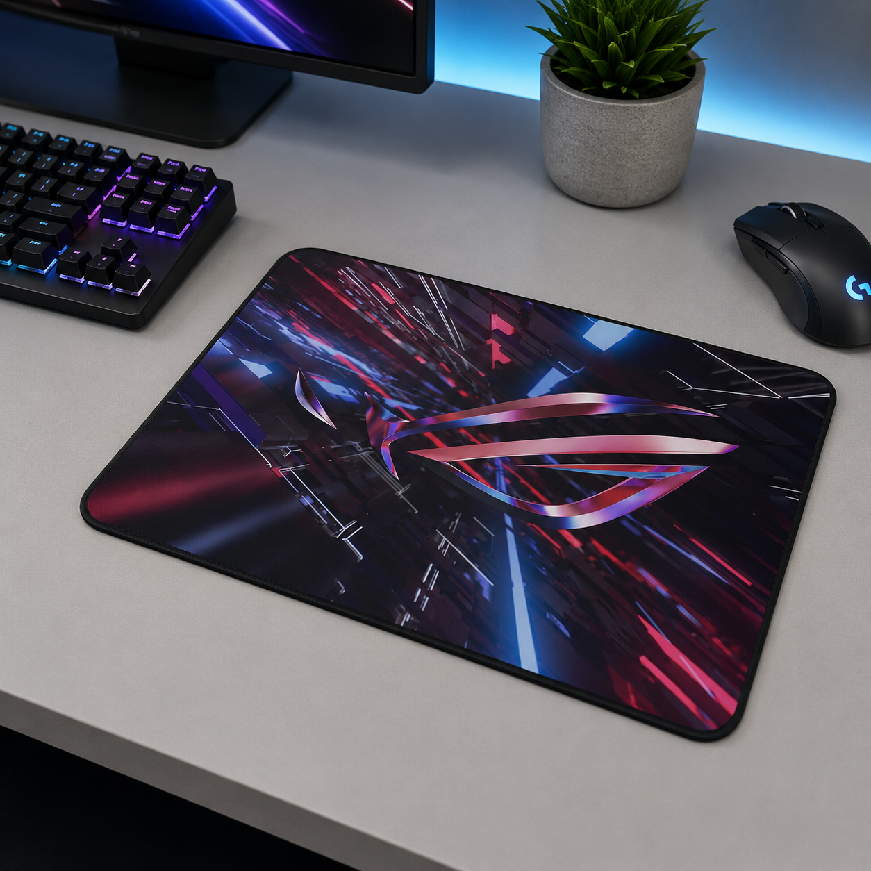 HP Logitech ROG Mouse Pad | Smooth Surface Mouse Mat | Non-Slip Desk Pad for Office & Gaming