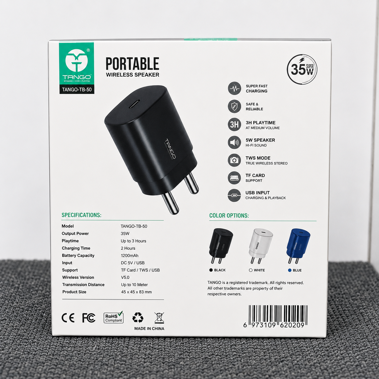 Tango | Mobile Charger | Tango-TB-50 | Fast Charging Adapter
