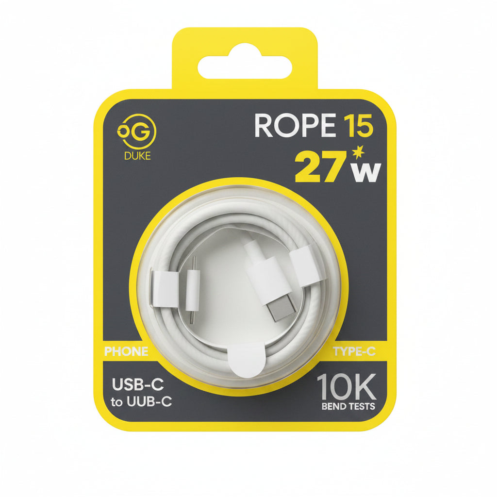OOGE | Cable | ROPE 15 | Universal | USB-C TO UUB-C | White USB cable with connector