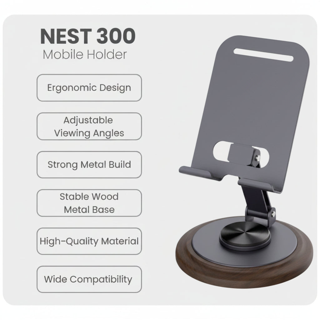 OOGE | NEST 300 Mobile Holder | Universal Bike & Desk Phone Stand | 360° Adjustable Grip Holder
