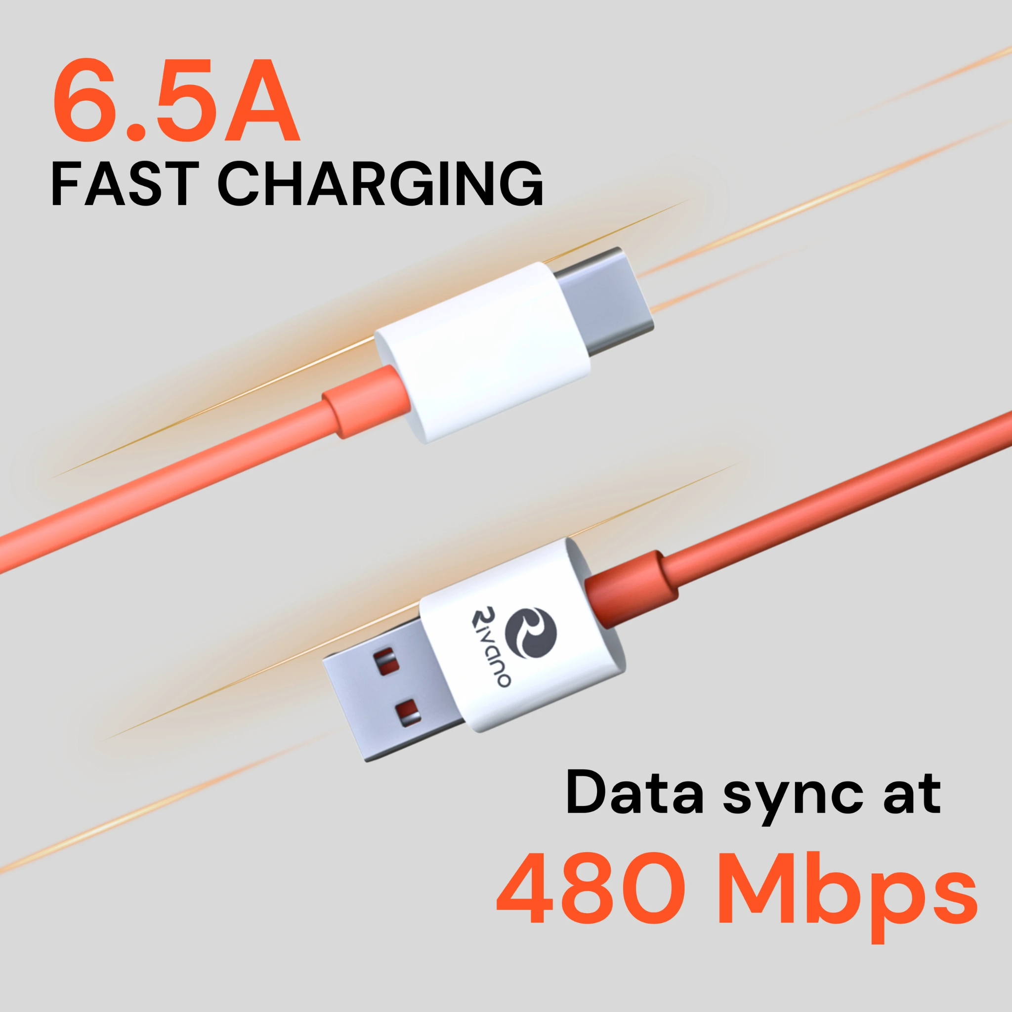 Rivano RN CB-54-A-C | USB-A to Type-C Data Cable | 2.4A Fast Charging Cable