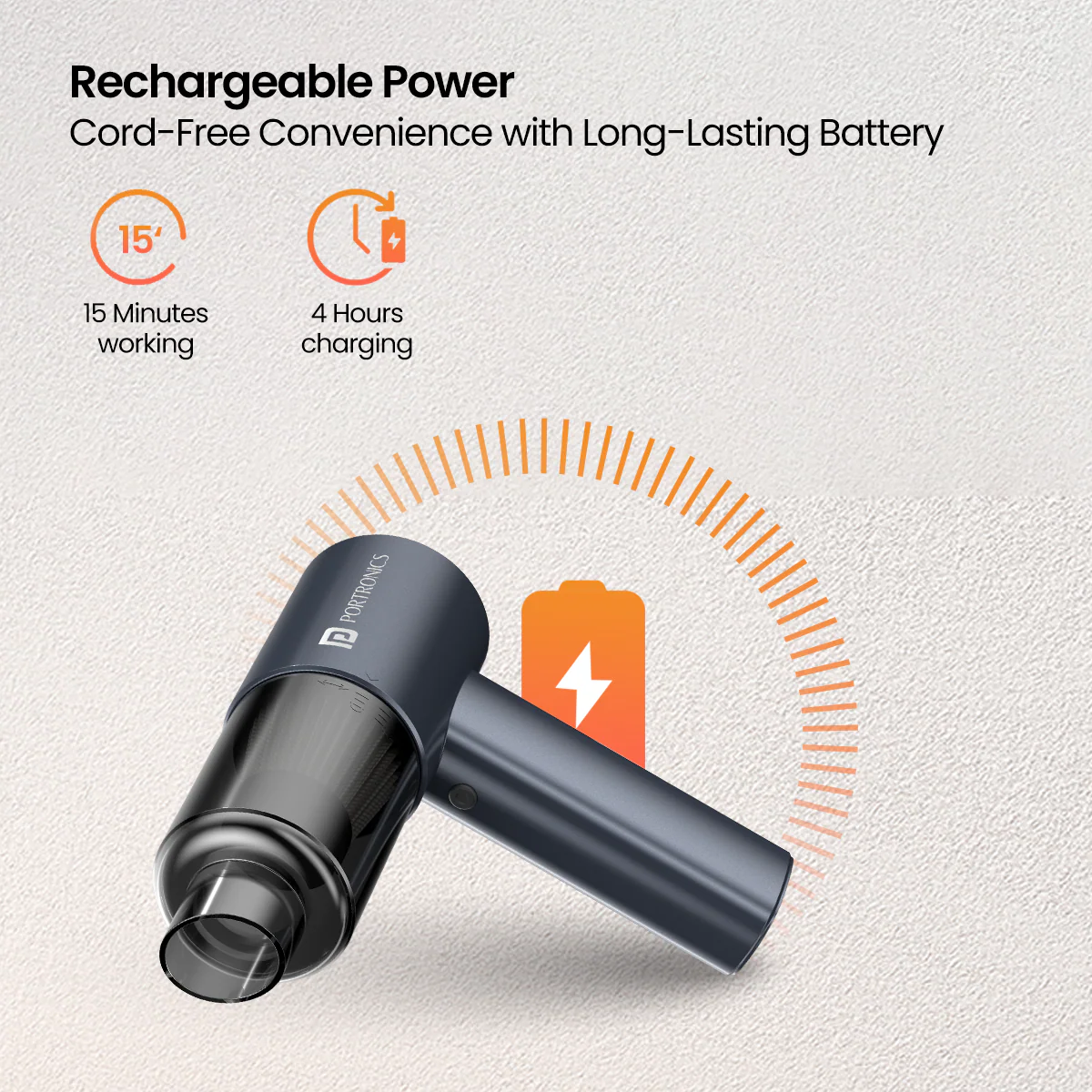 Portronics Mopcop Pro | 10kPa Vacuum Cleaner & Air Blower | Dry Vacuum | Rechargeable Cleaner