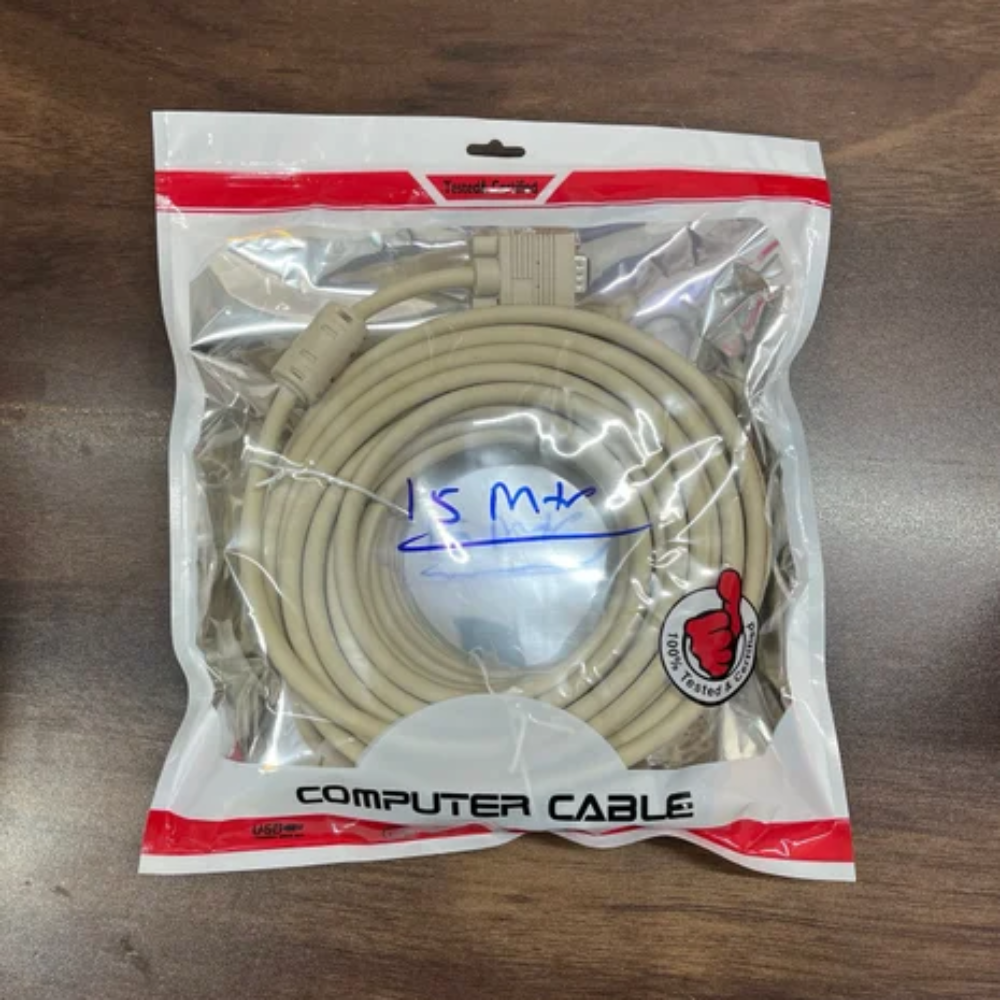 Smacc 4K UHD VGA Cable 15M | VGA Male to Male Display Cable | Long Distance Monitor & Projector Cable
