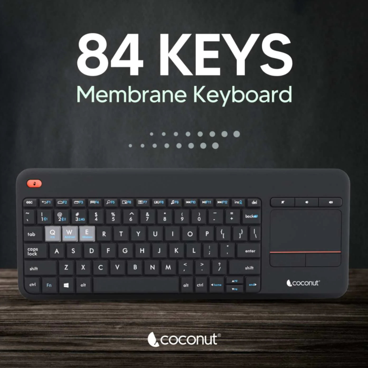 Coconut Bravo Touch Pad Wireless Keyboard | 2.4GHz Mini Keyboard with Touchpad | Smart TV & PC Keyboard