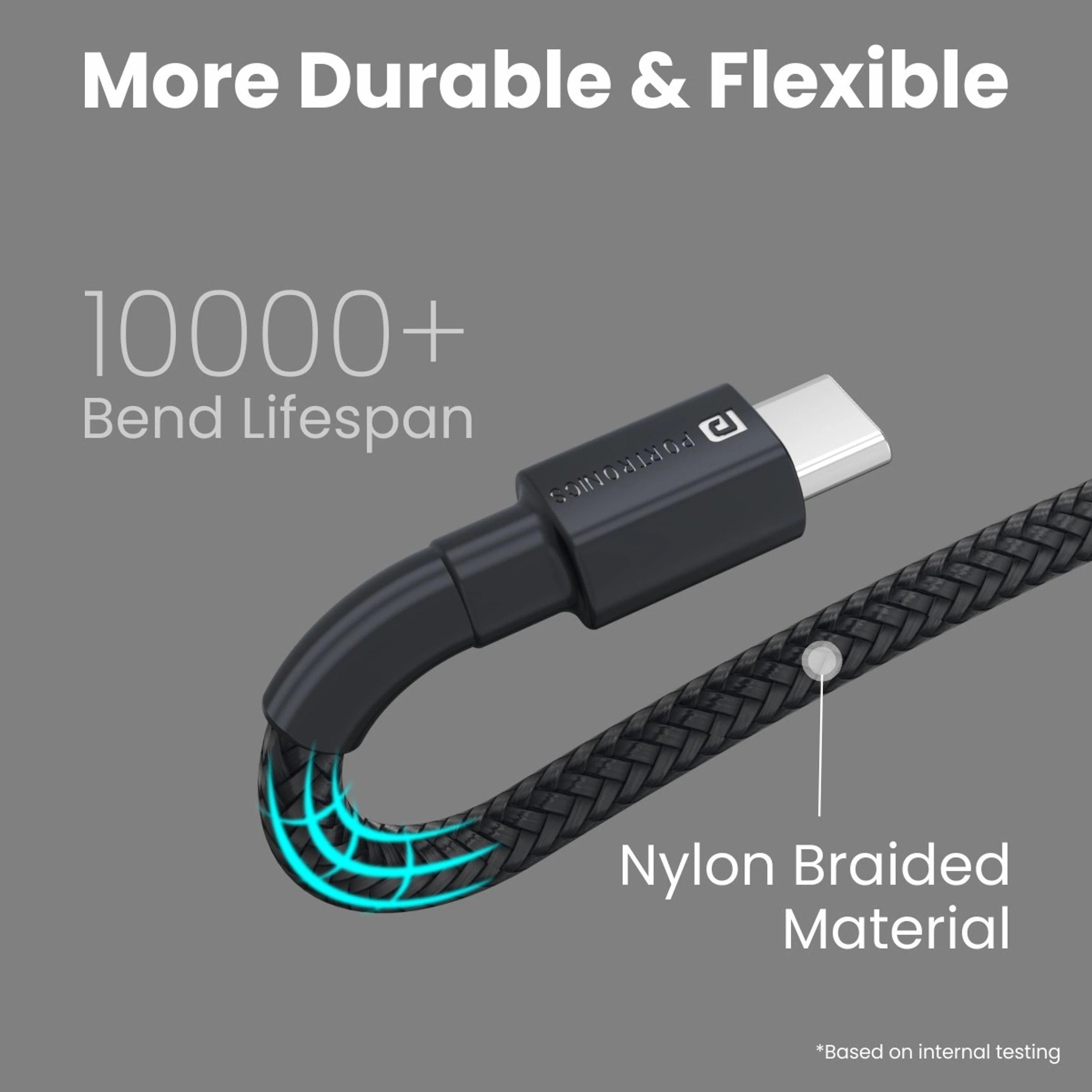 Portronics POR 1750 USB-A to Type-C Cable | Fast Charging & Data Sync Cable