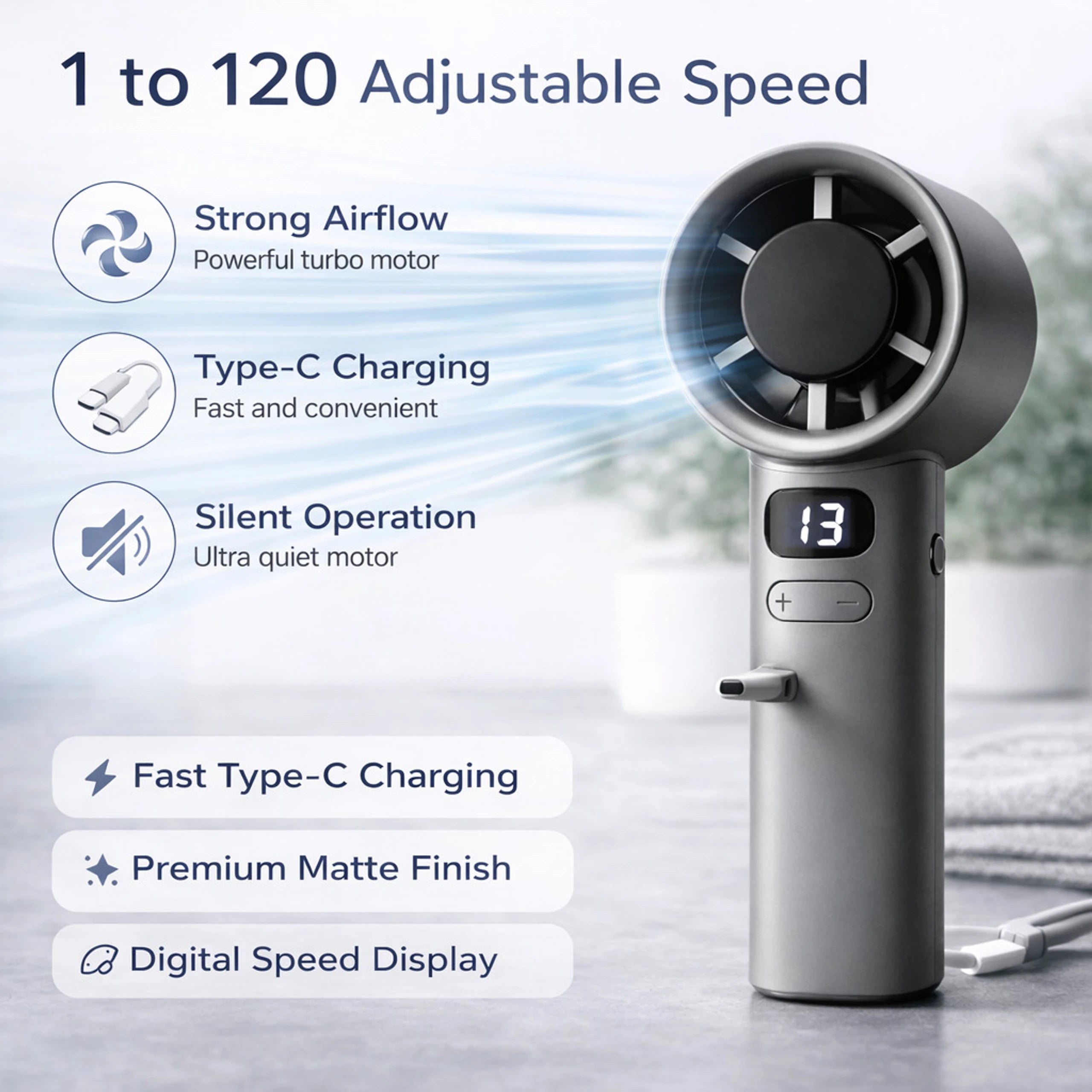 M11 Pro Portable Fan | Rechargeable Handheld Fan | Personal Cooling Fan