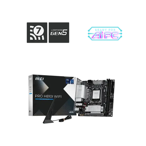 MSI PRO H810I WiFi Mini-ITX Intel DDR5 Motherboard with PCIe 5.0, 2.5G LAN & Type-C
