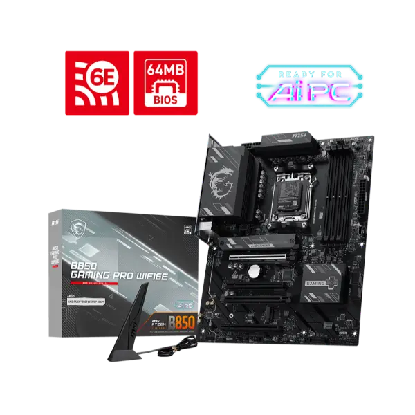 MSI B850 Gaming Pro WiFi 6E ATX Motherboard (AMD AM5, Ryzen 9000/8000/7000, DDR5, PCIe 5.0, 2.5G LAN)