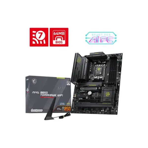 MSI MAG B850 Tomahawk WiFi ATX Motherboard (AMD AM5, Ryzen 9000/8000/7000, DDR5 8400+ OC, PCIe 5.0, M.2 Gen5, Wi-Fi 7, 5G LAN)