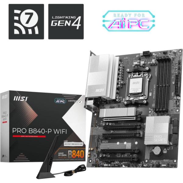 MSI PRO B840-P WiFi 7 DDR5 AM5 ATX Motherboard