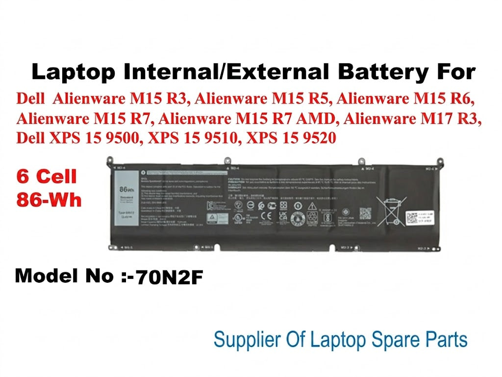 Dell | Internal Battery | 70N2F | Alienware M15 R3 R5 R6 R7 R7 AMD M17 ...