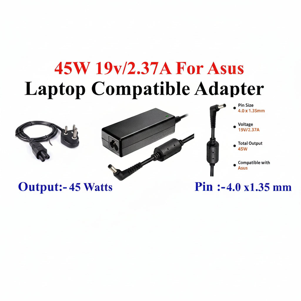 Asus Compatible | Laptop Adapter | 45W 19V 2.37A | Asus Laptops