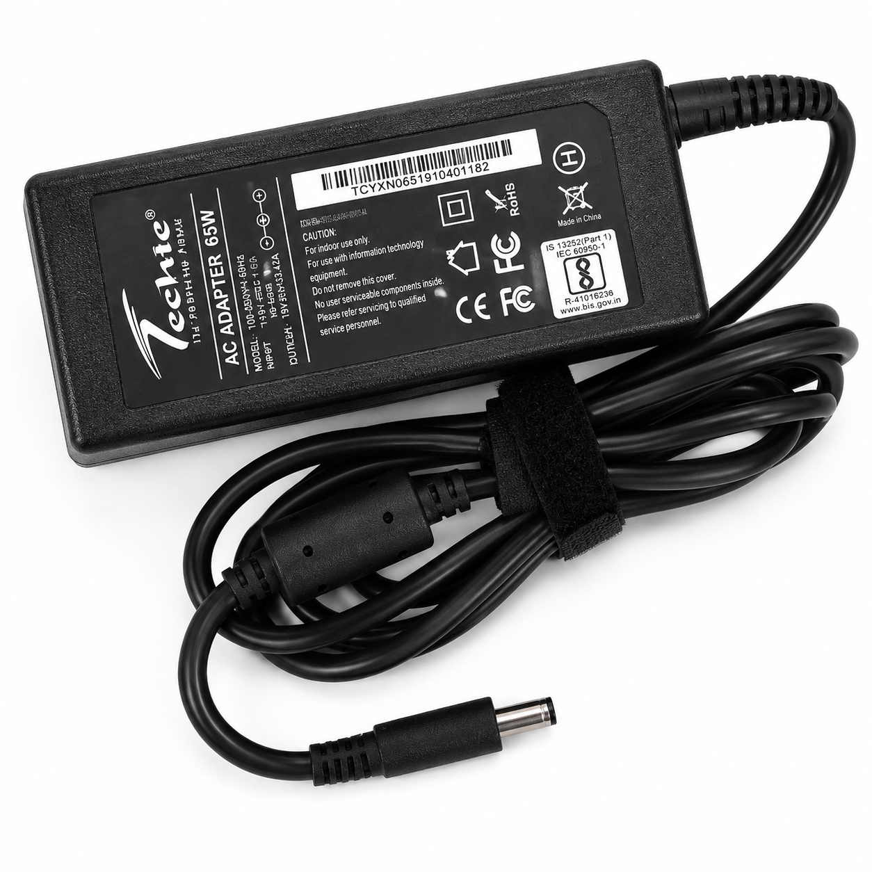 Techie 65W Laptop Charger for Dell Big Pin | 19.5V 3.34A Power Adapter | Dell Replacement Charger