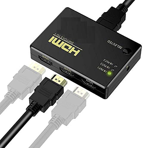 V-TEK 3 Port HDMI Switch | 3-in-1 HDMI Switcher | Multi Device HDMI Selector Box